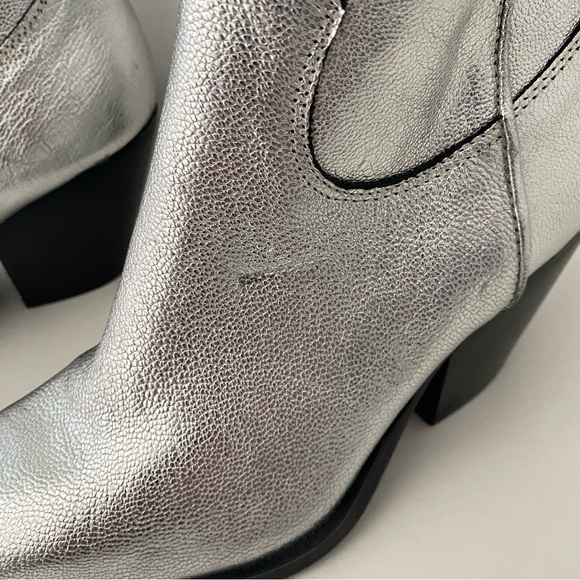 Free People Brayden Metallic Leather Metal Toe Western Cowboy Boots Booties 8.5 - Picture 11 of 16